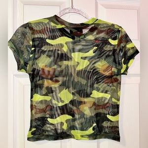 Camo mesh top